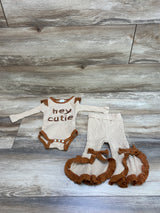 2pc Hey Cutie Ribbed Bodysuit & Pants Brown sz 0-3m