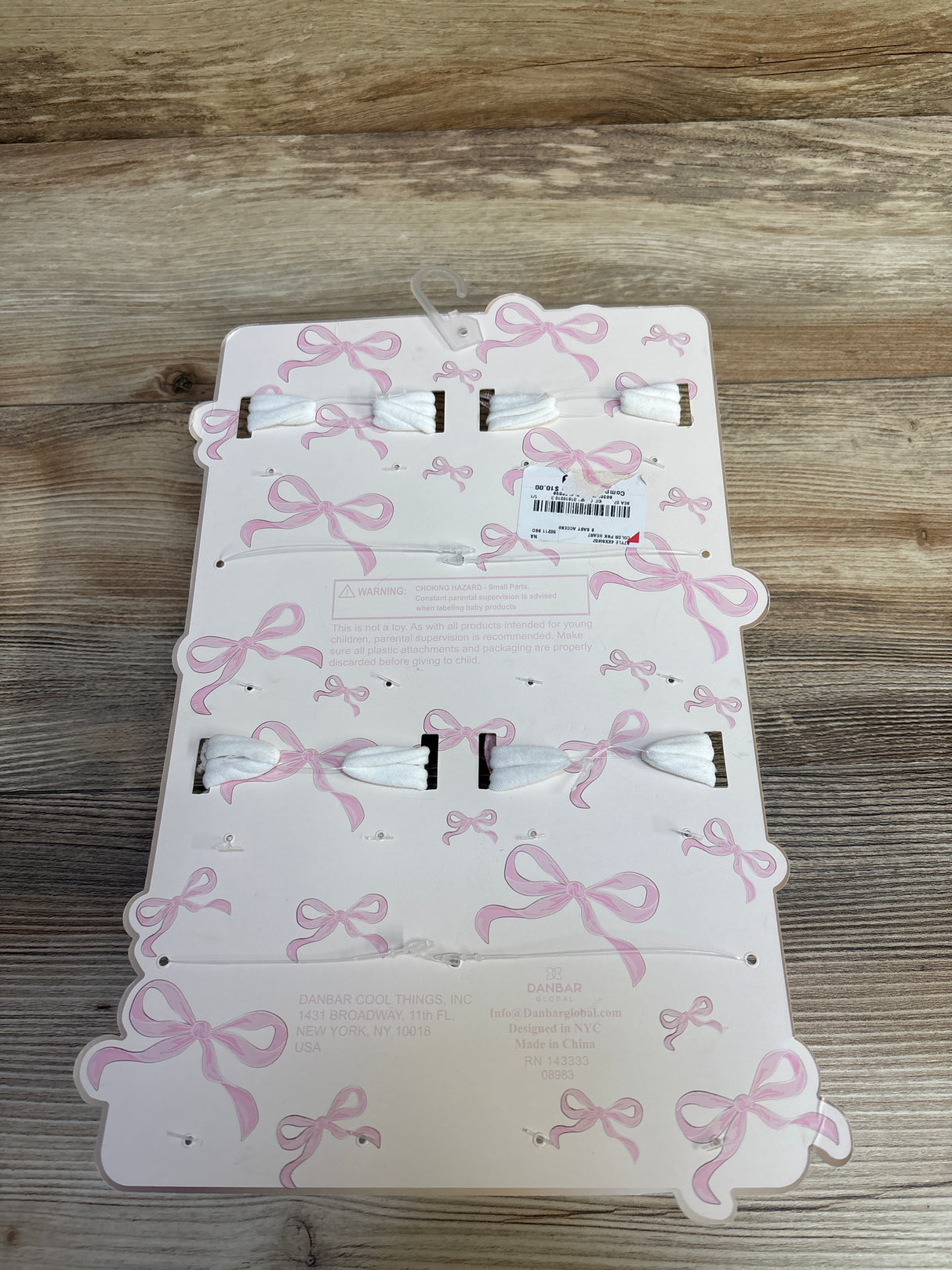 NEW Danbar Global 8pc Bow and Bootie Set, Pink/White