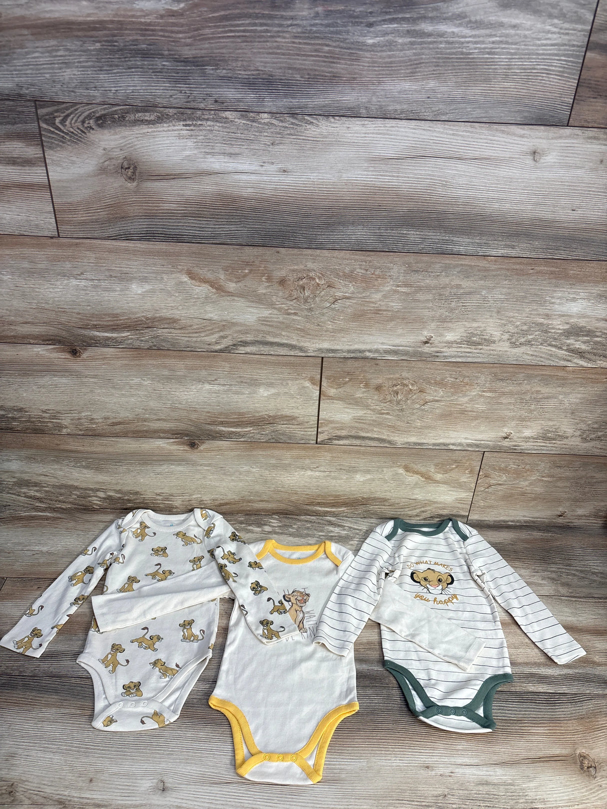 Disney Baby 3pk Simba Striped Bodysuit Set ivory sz 18m