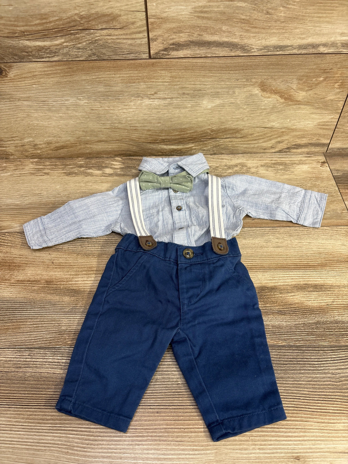 Just One You 4pc Striped Button Up Suspender Set White sz Newborn