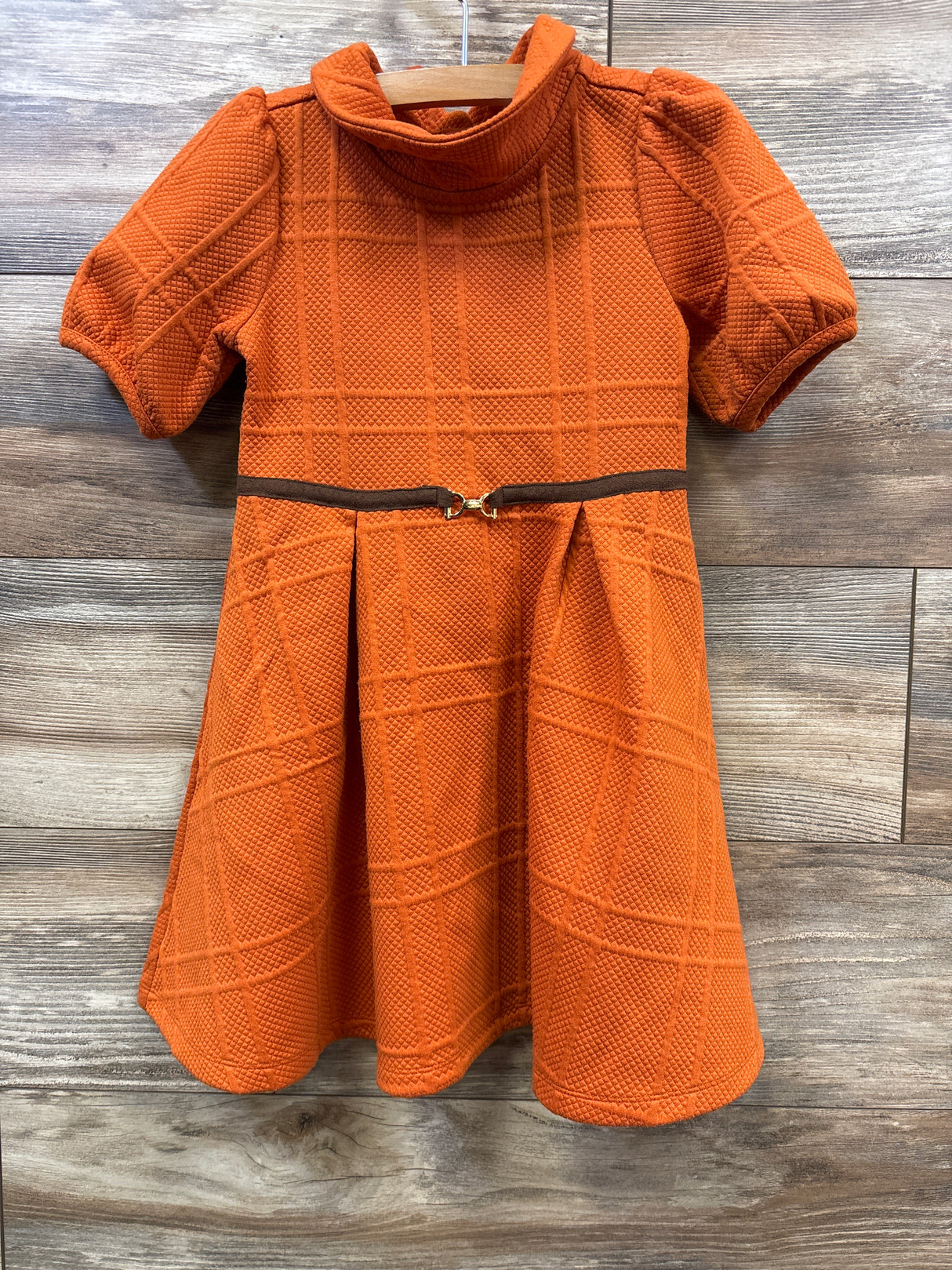 Janie & Jack Quilted Puff Sleeve Dress Orange sz 6T