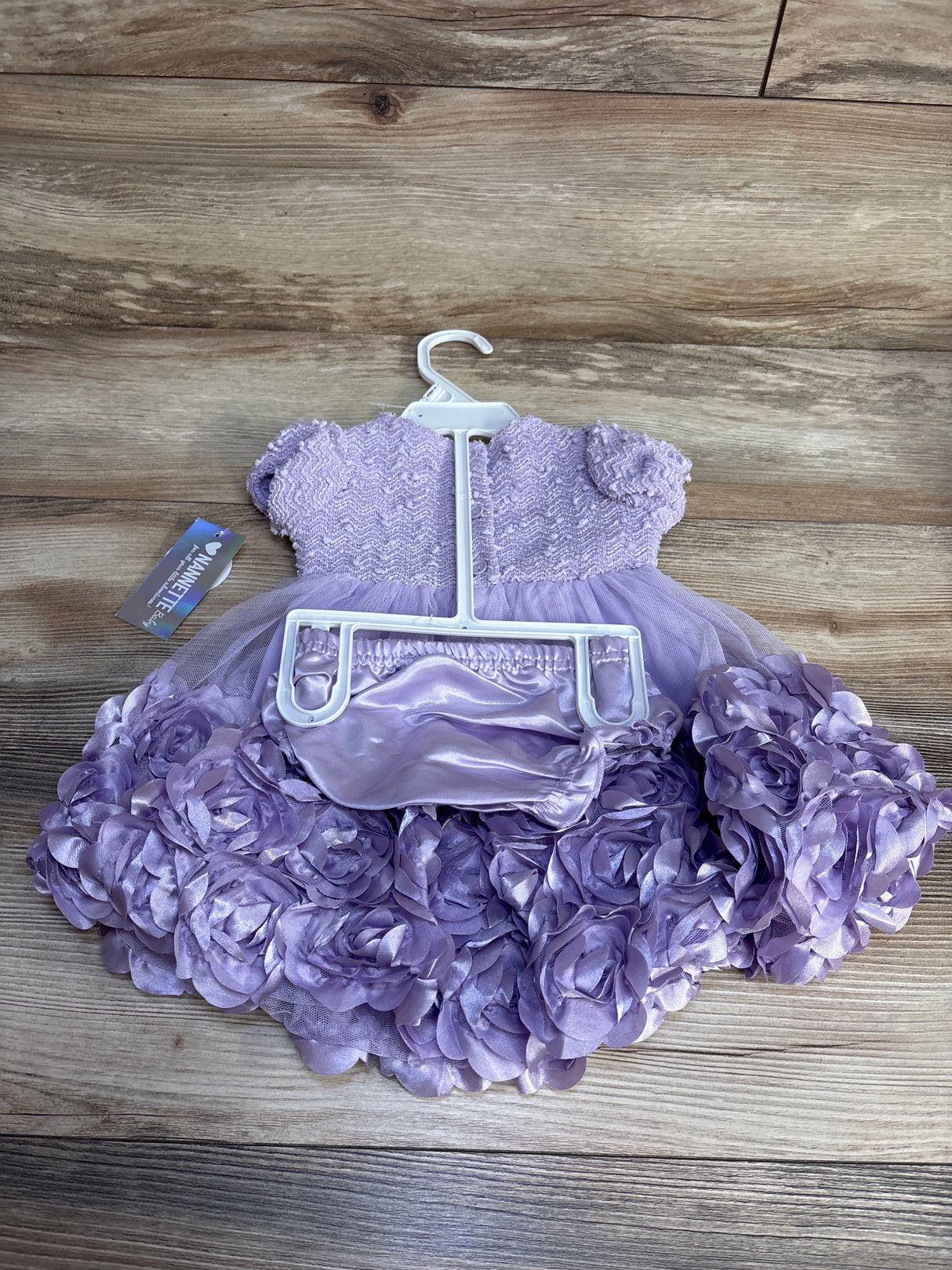 NEW Nannette Baby 2pc Rosette Dress & Bloomers Purple sz 6-9m - Me n Mommy To Be