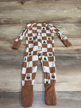Little Sleepies Holiday Checks Zippy Brown sz 6-12m