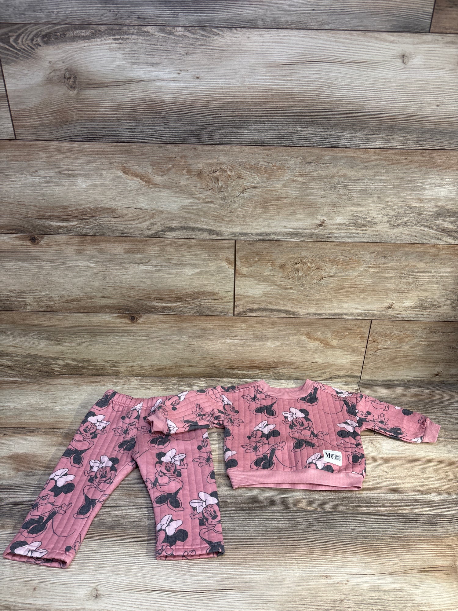 Disney Baby 2pc Minnie Mouse Sweatshirt & Pants Set Pink sz 12m