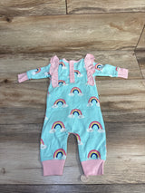 NWOT Monica + Andy Rainbow Print Ruffled Coverall Teal sz 0-3m