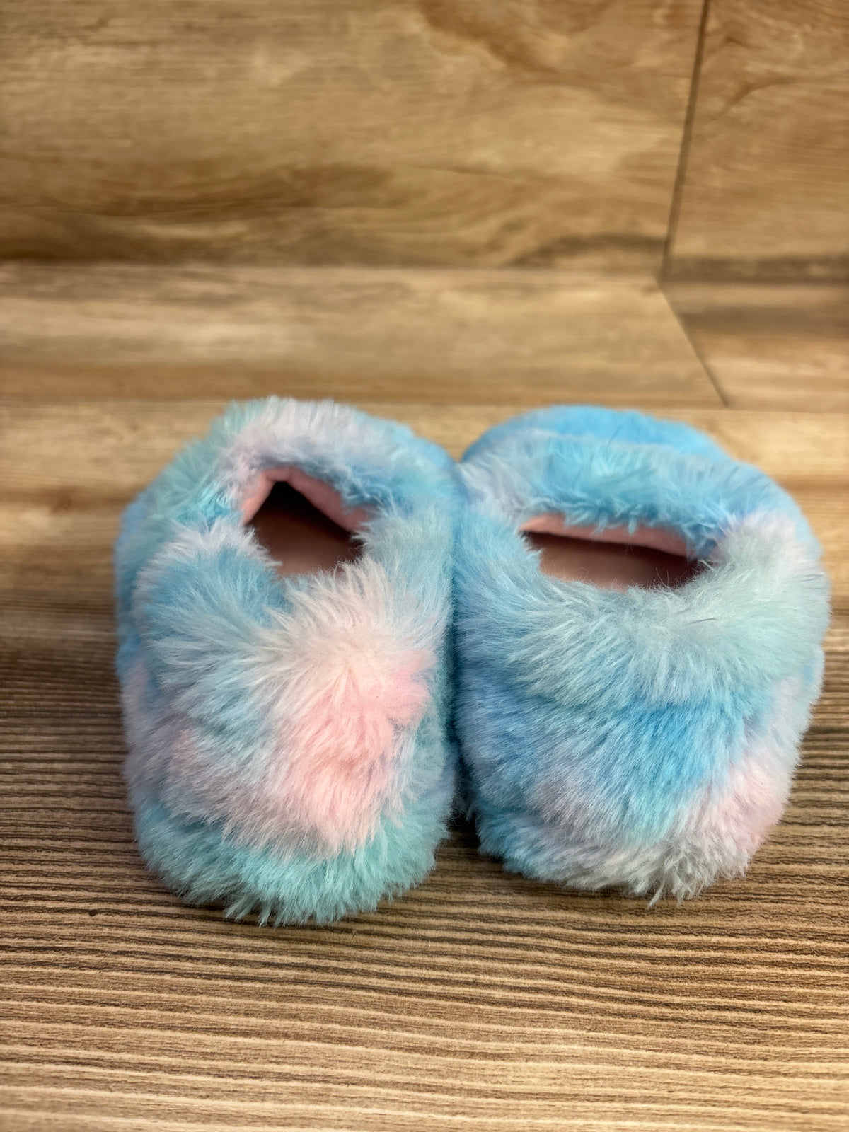 Wonder Nation Faux Fur Slippers Blue sz 5-6c