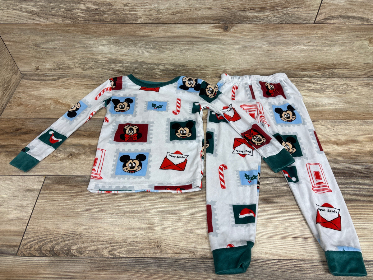 Disney 2pc Mickey Mouse Velour Christmas Pajama Set White sz 5T