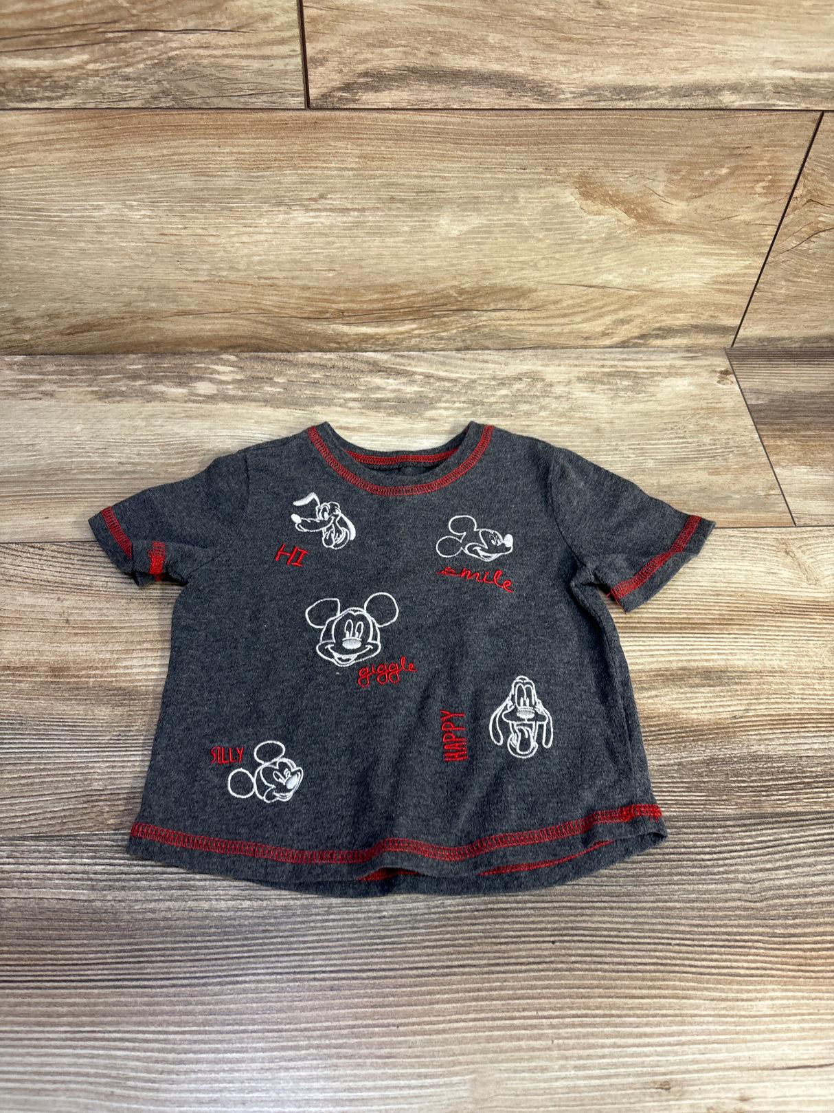 Disney Baby Embroidered Mickey Mouse Shirt Grey sz 12m