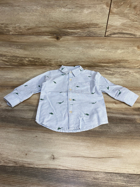 Carter's Striped Dino Button-Up Shirt Blue sz 18m - Me n Mommy To Be