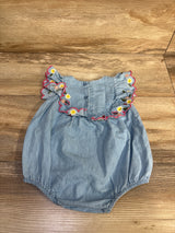Blu & Blue New York Chambray Embroidered Bubble Romper Blue sz 6-12m