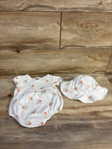 Nicole Miller 2pc Floral Romper & Hat White sz 3-6m