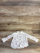 Cat & Jack Heart Print Button Up Shirt White sz 2T