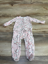 Caden Lane Snowman Zipper Ruffle Footie Pink sz 3-6m