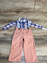 NEW Just One You 4pc Plaid Button-Up Suspender Set Blue sz 18m