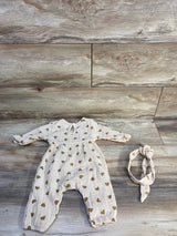 Shein 2pc Gauze Jumpsuit & Headband Set Beige sz 3-6m