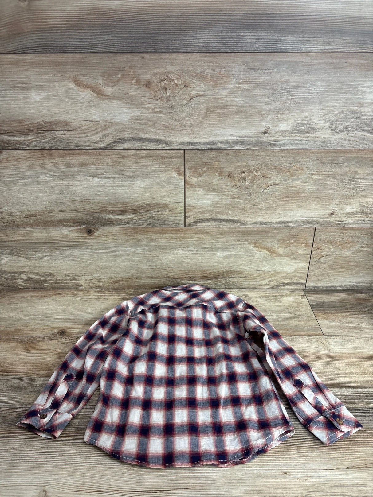 Me & Henry Plaid Long Sleeve Button-Up Shirt Navy sz 5/6T