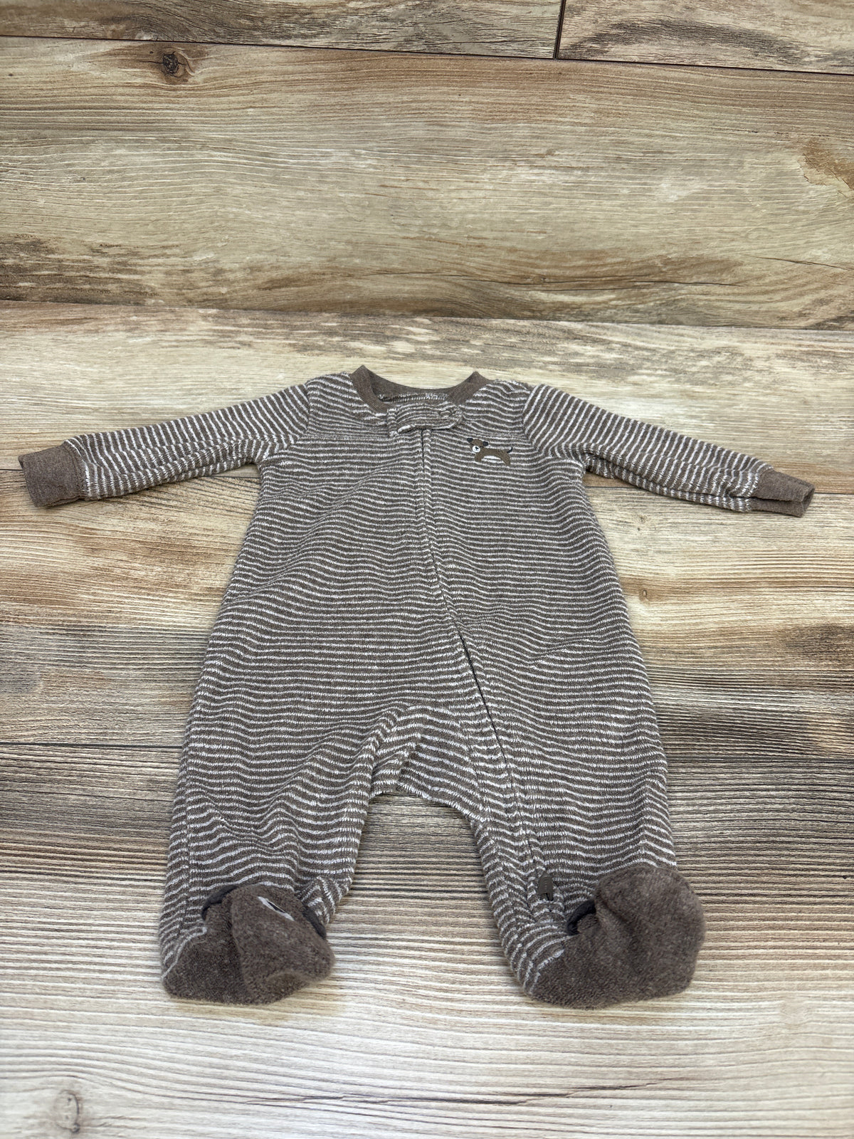 Carter's Terry Cloth Striped Sleeper Brown sz Newborn