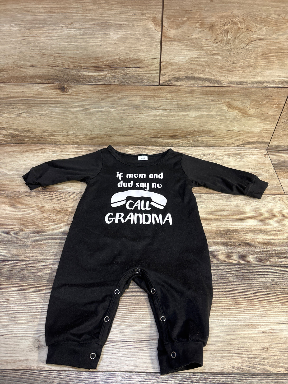 If Mom And Dad Say No Call Grandma Coverall Black sz 6-9m