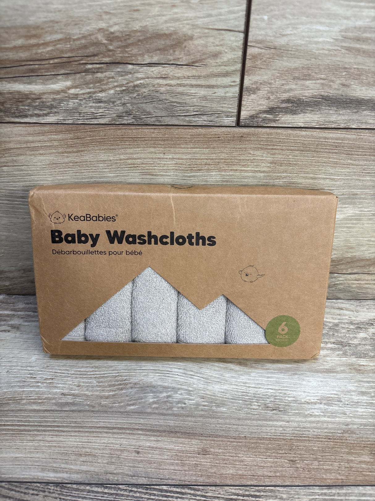 NEW KeaBabies Washcloths 6pk Stone
