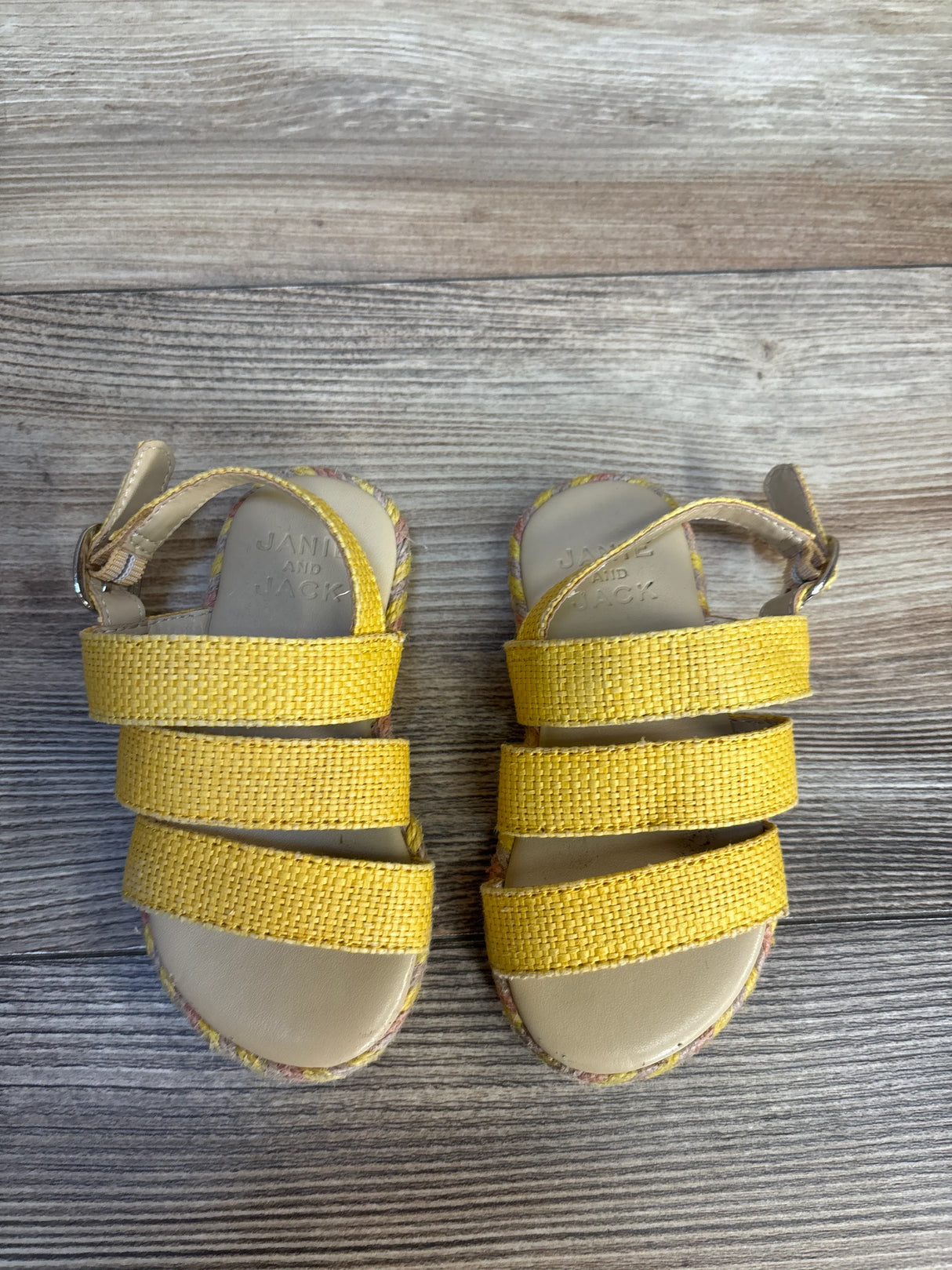 Janie & Jack Sunset Mood Straw Sandals Yellow sz 6c