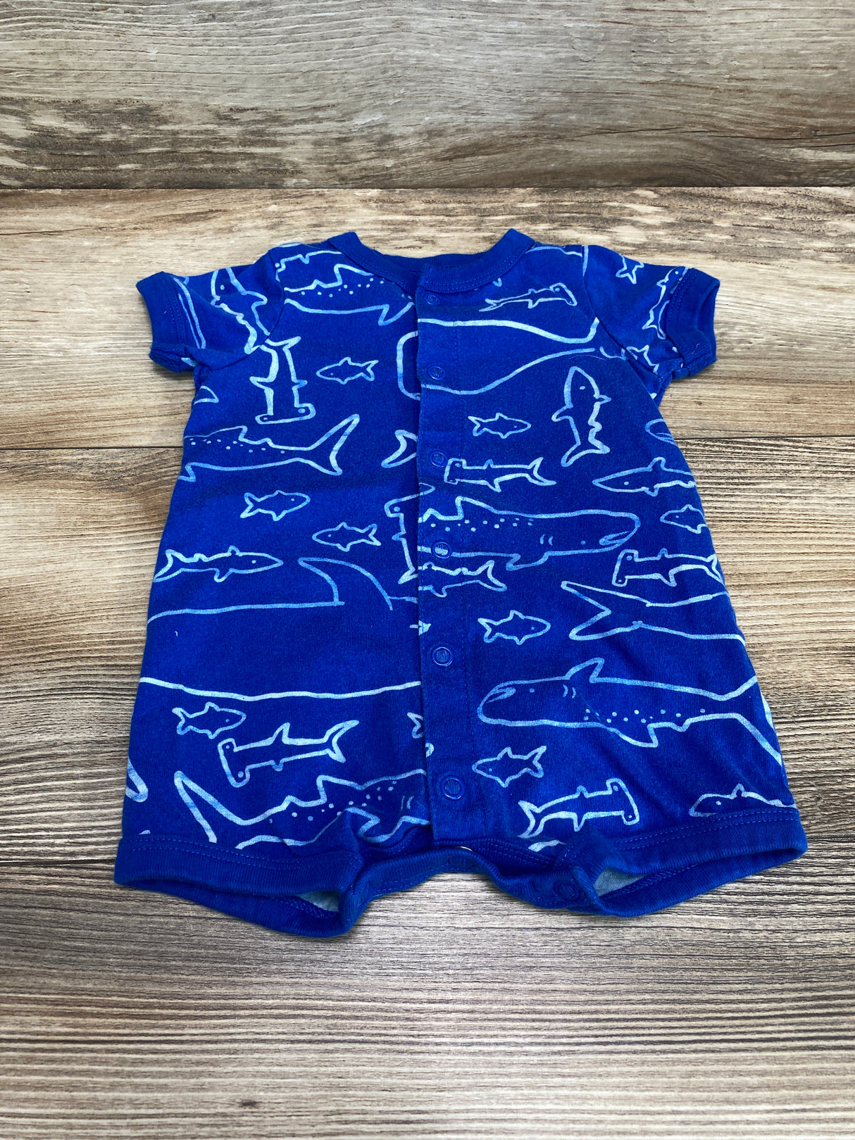 Carter's Shark Print Shortie Romper Blue sz 3m