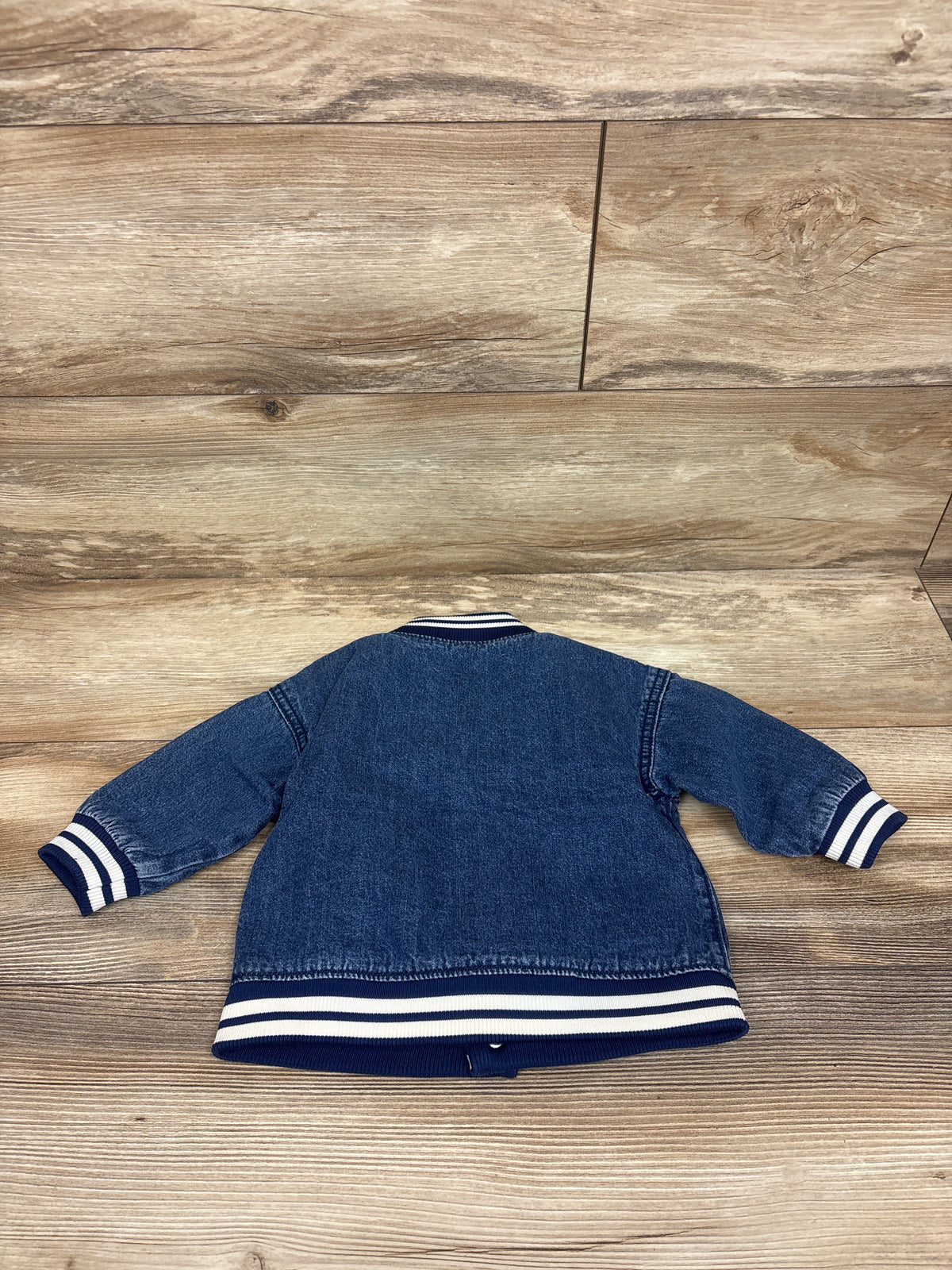 NEW Oshkosh Denim Varsity Jacket Medium Wash Blue sz 12m