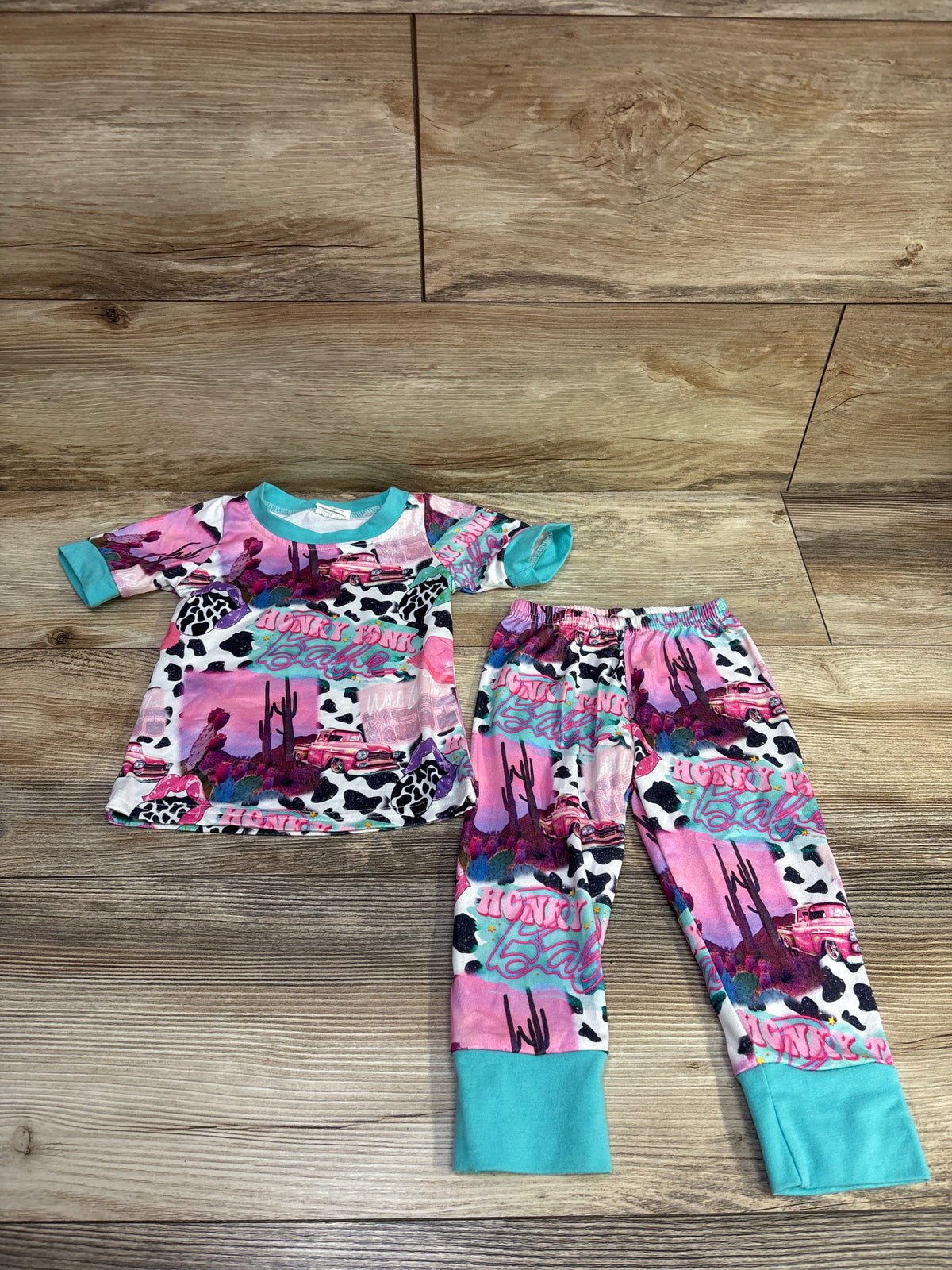 Western 2pc Honky Tonk Babe Pajama Set Pink sz  6-12m