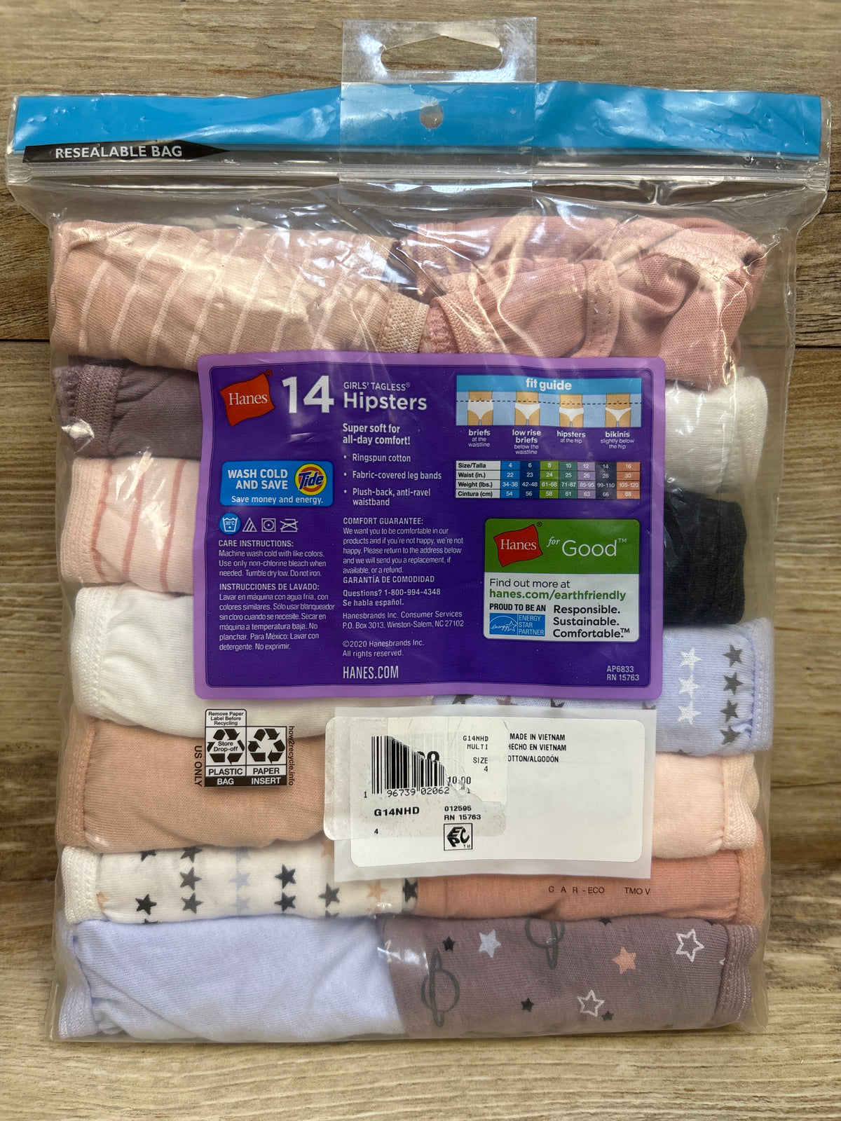 NEW Hanes 14pk Girls' Tagless Hipsters sz 4T