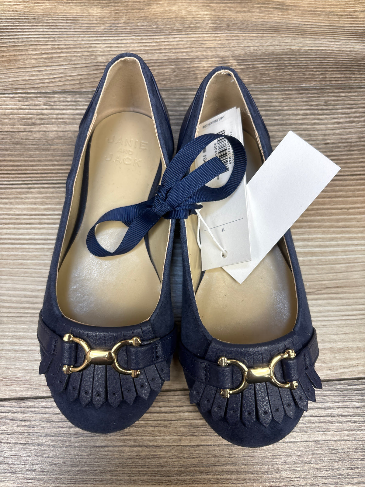 NEW Janie & Jack Suede Bridle Bit Flats Navy sz 11c