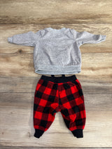 Just One You 2pc Santa Sweatshirt & Buffalo Plaid Pants Grey sz Newborn