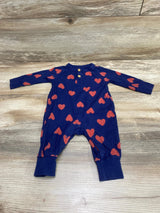 Cat & Jack Heart Print Henley Coverall Navy sz 0-3m