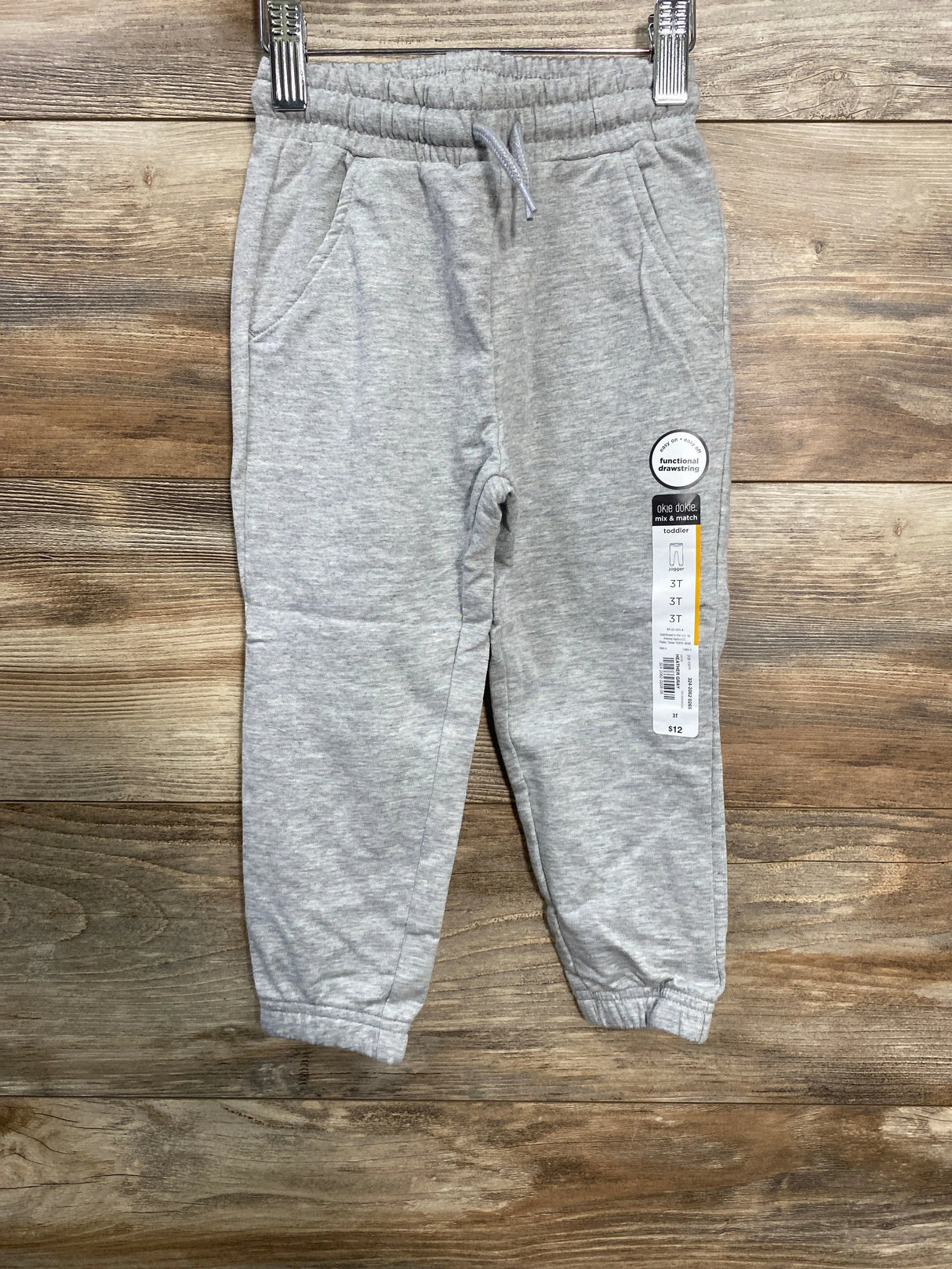 NEW Okie Dokie Heather Grey Drawstring Jogger sz 3T