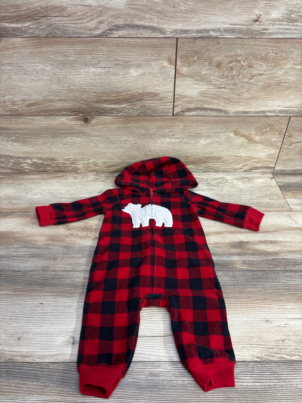 Just One You Hooded Buffalo Fleece Coverall Red sz 6m