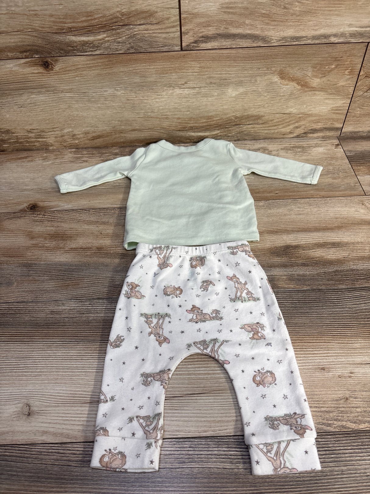 Disney Baby 2pc Bambi Kimono Shirt & Pants Set Green sz 0/3m