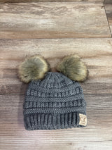 C.C Kids Chunky Knit Pom-Pom Beanie Grey One Size