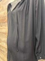 A Pea in The Pod Maternity Sheer Pleated Blouse Black sz Medium