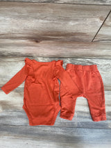 Cat & Jack 2pc Ruffle Bodysuit & Joggers Orange sz 0-3m