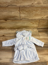 NEW Hudson Baby Hooded Bath Robe Elephant Blue sz 0-9m