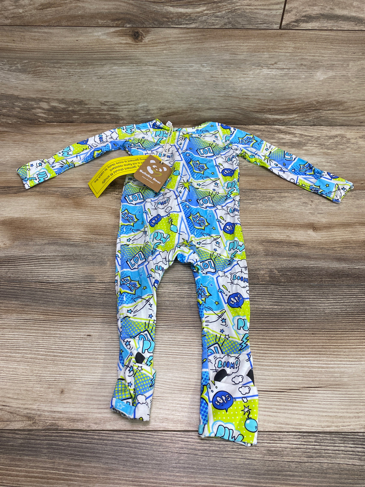 NEW Bellabu Bear Bamboo Comic Convertible Footie Blue sz 6-9m