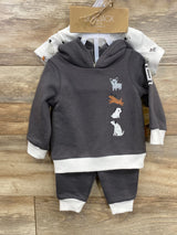 NEW Lila & Jack 3pc Pull Over Hoodie & Jogger Set Grey sz 3-6m