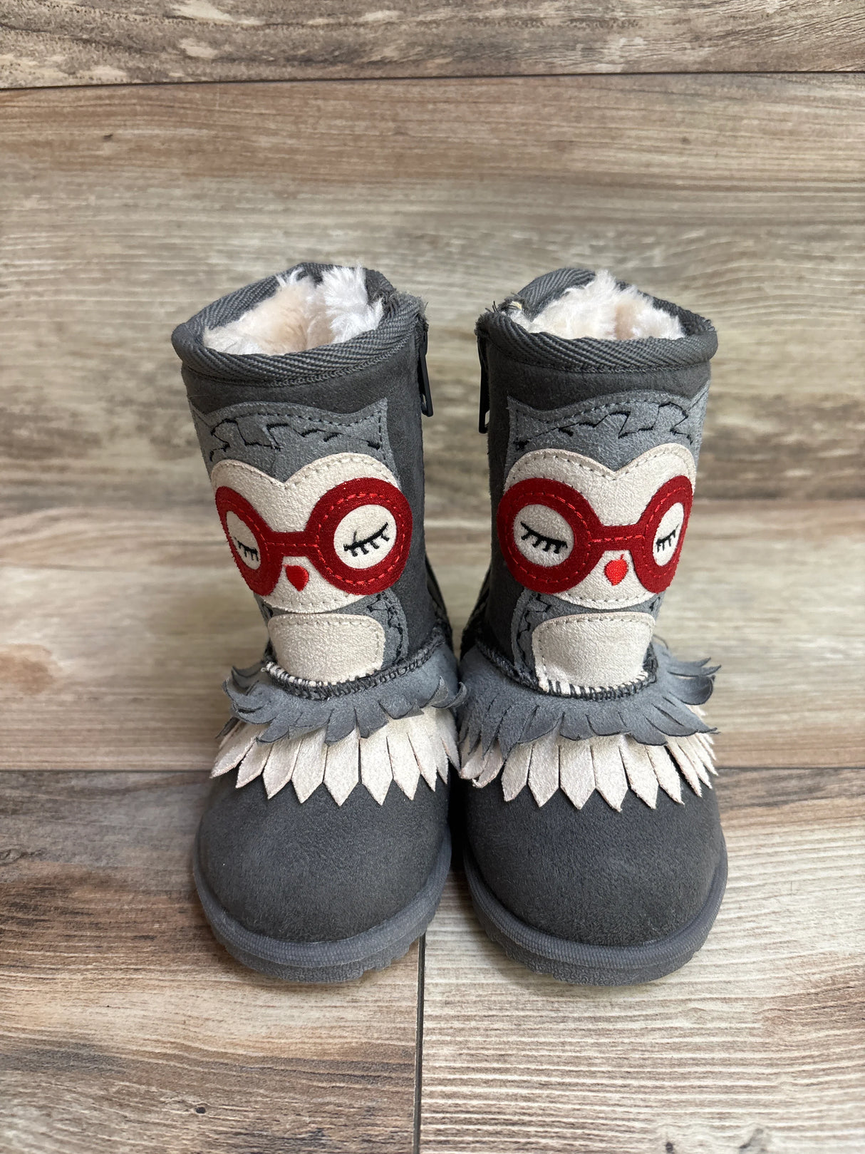 Jumping Beans Keeya Owl Mid-Calf Boots Grey sz 5c