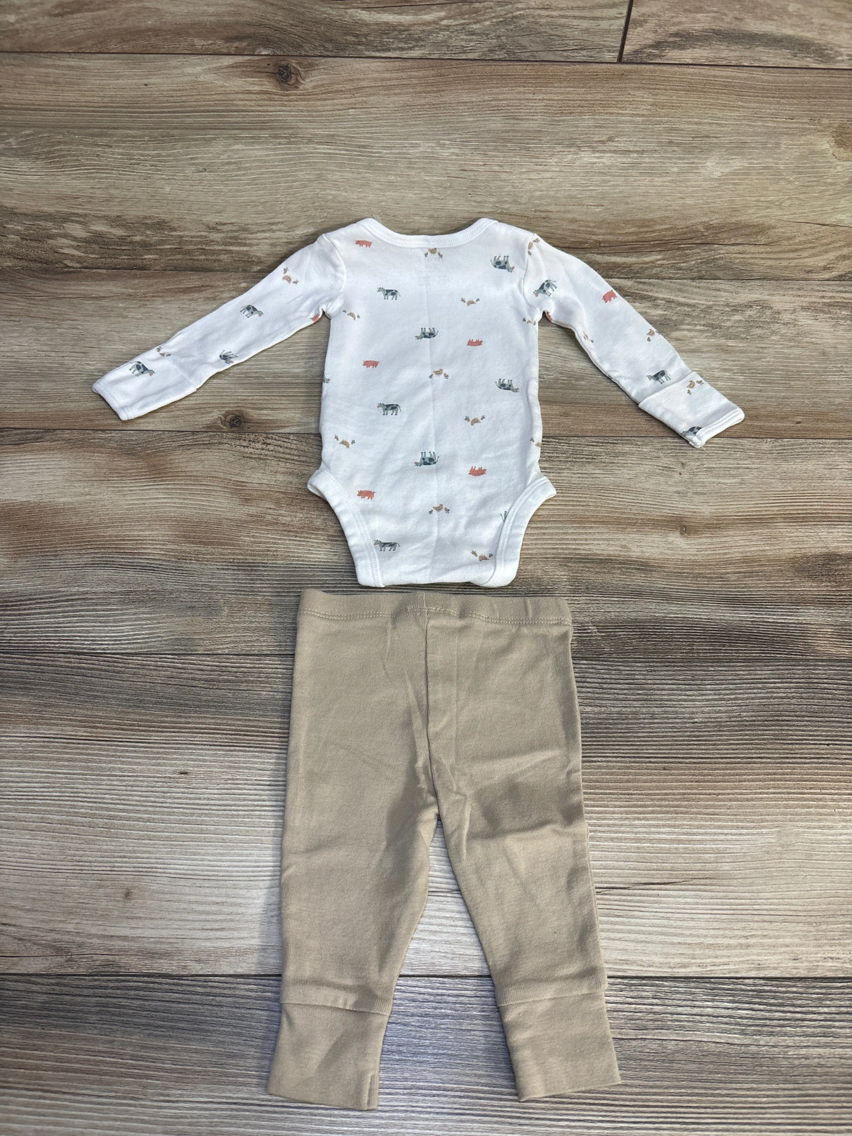 Carter's 2pc Farm Animal Print Bodysuit & Bottoms Set White sz 3m