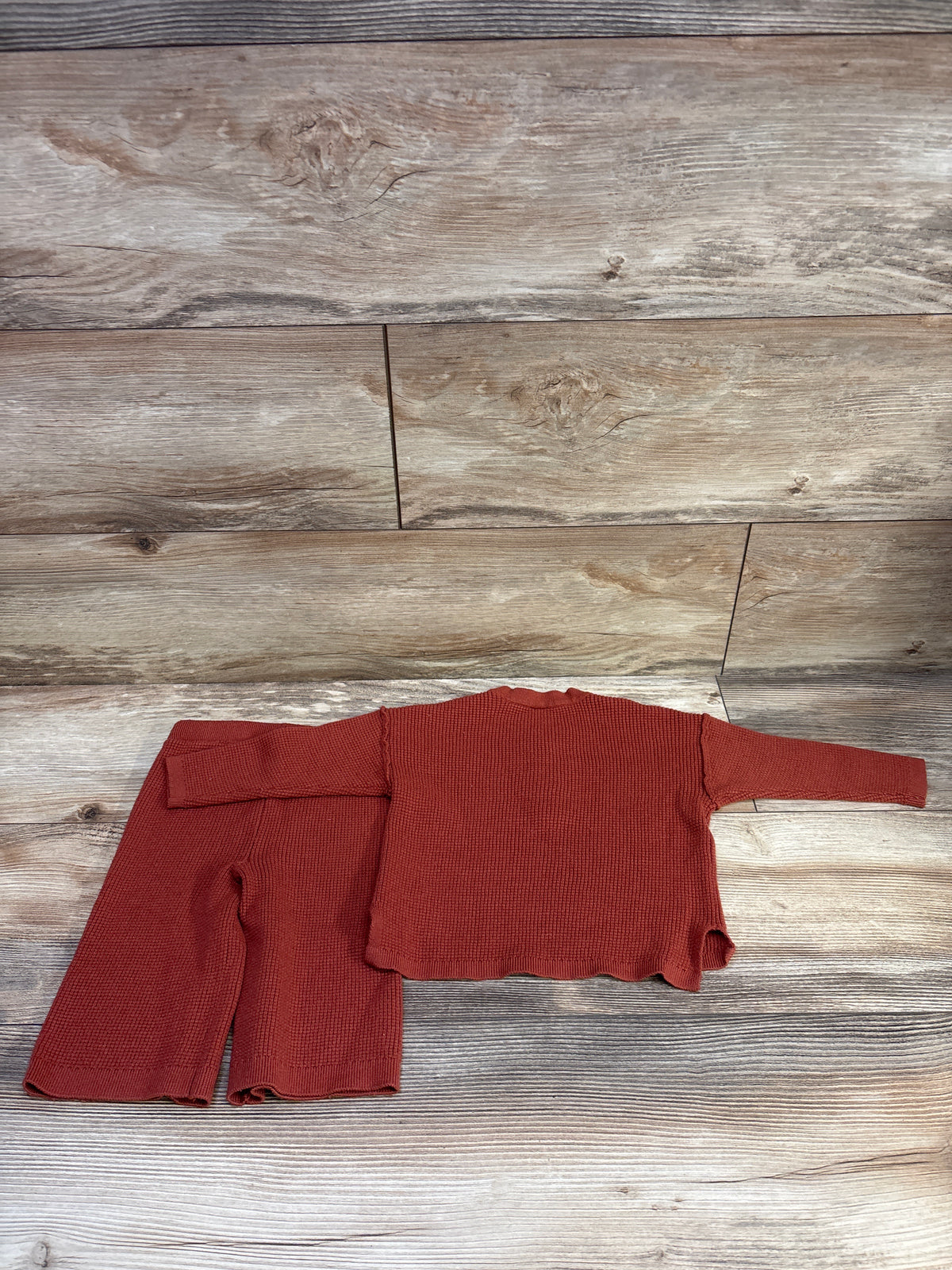 Modern Moments 2pc Waffle Knit Henley Shirt & Pants Set Rust sz 12m