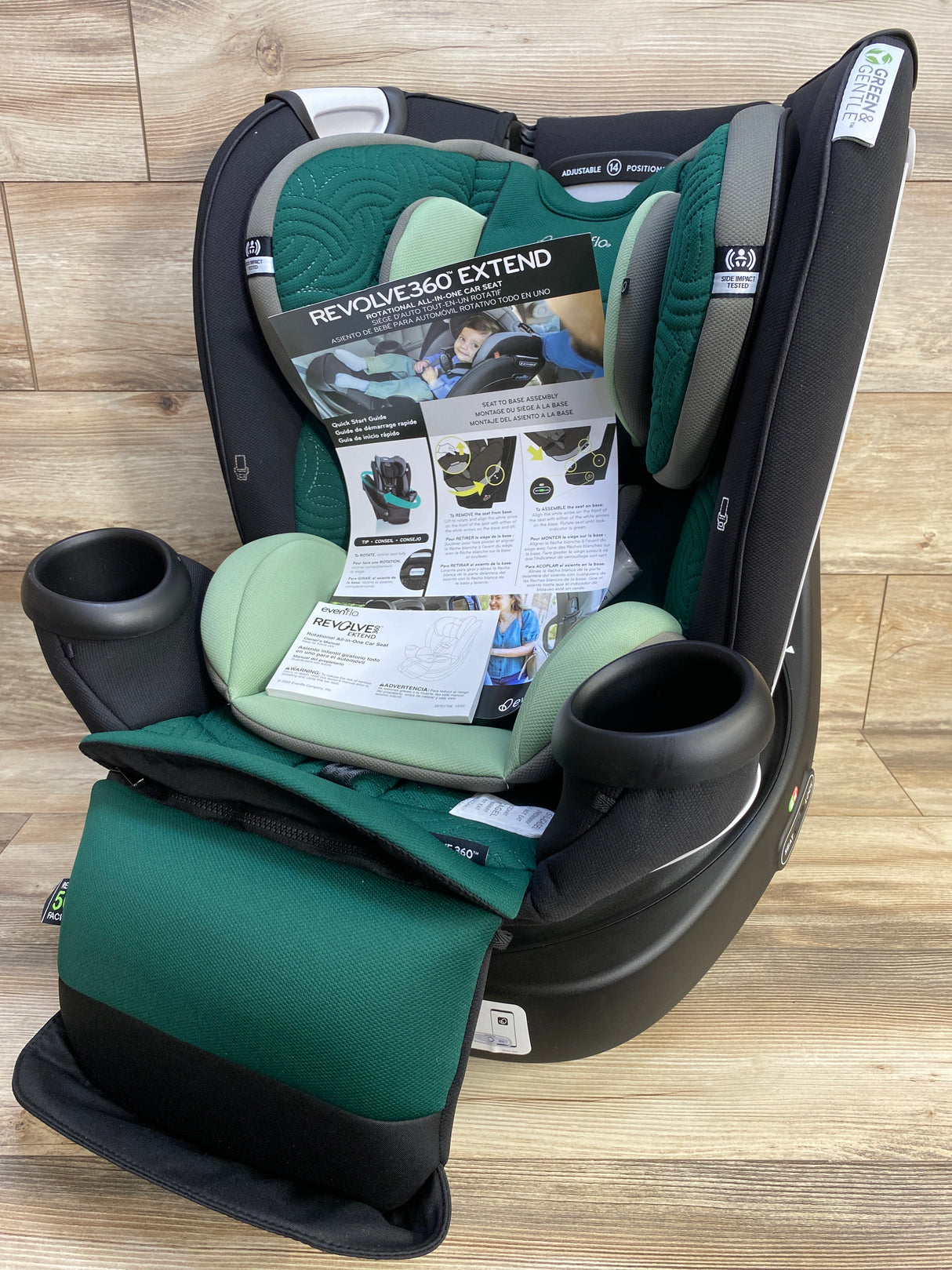 NEW Evenflo Revolve 360 Slim 2-in-1 Rotational Convertible Car Seat in Emerald