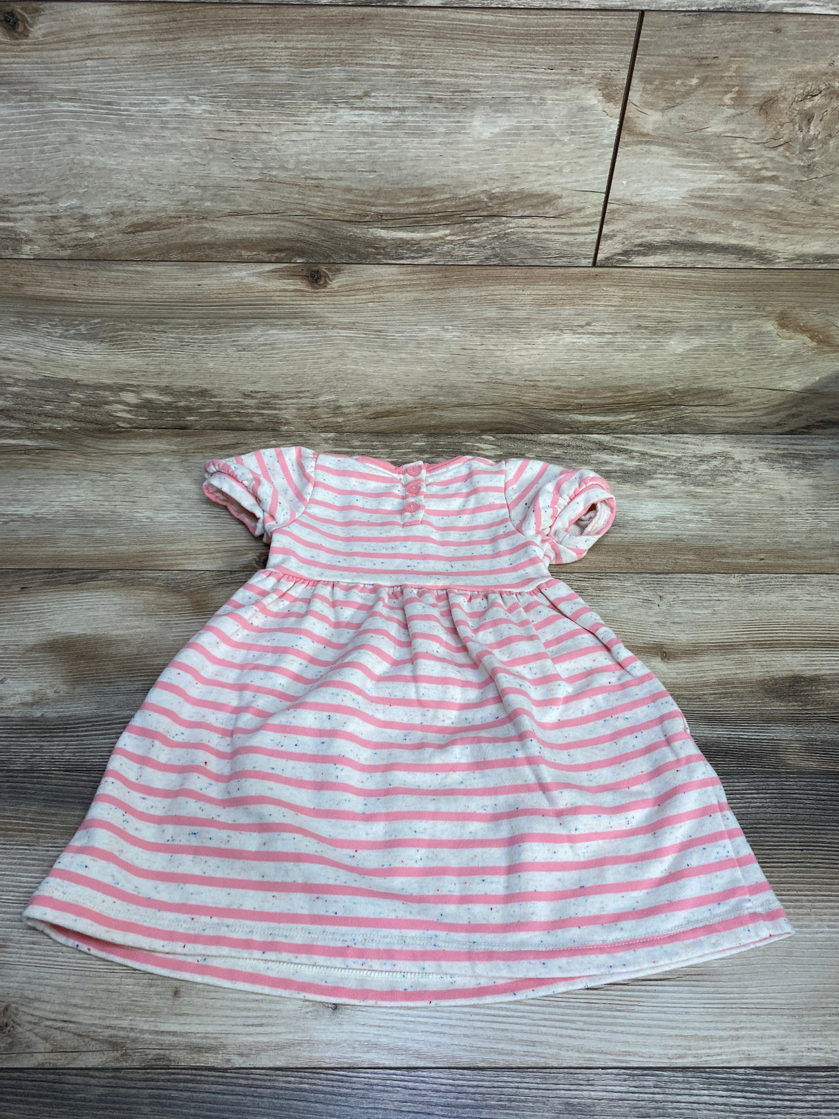 Cat & Jack Striped Puff Sleeve Dress White/Pink sz 2T