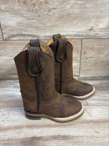 NEW Soto Boots Kids Round Toe Leather Western Boots Brown sz 8c