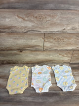 Member's Mark 3pk Organic Bodysuits Yellow sz Newborn