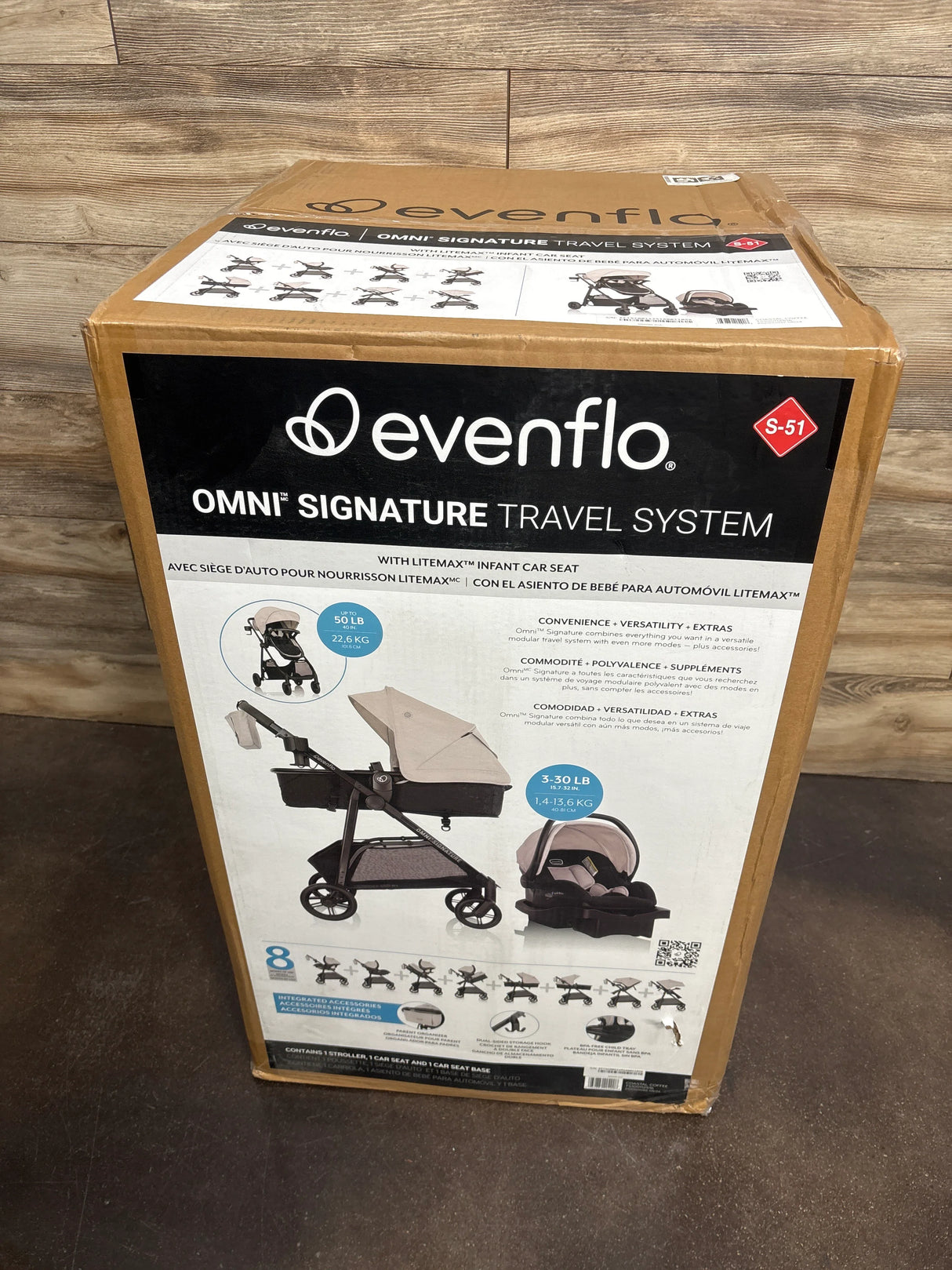NEW Evenflo Omni Signature Travel System with LiteMax Infant Car Seat in Costal Coffee