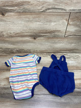 Cat & Jack 2pc Striped Bodysuit & Romper Cream sz 3-6m