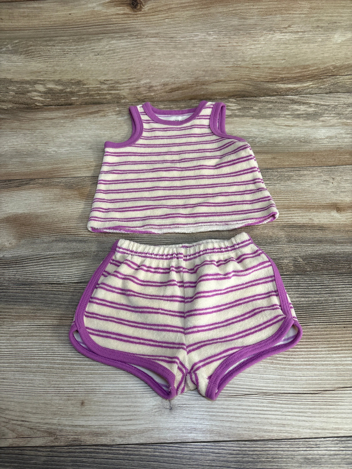 Cat & Jack 2pc Striped Terry Cloth Tank Top & Shorts Purple sz 3-6m